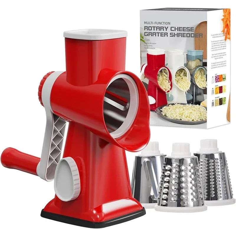 FREE SHIPPING! 3-in-1 Rotary food Grater – Vegetable Slicer & Nut Grinder