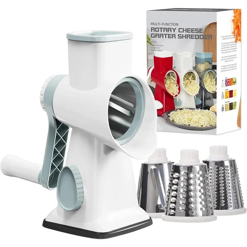 FREE SHIPPING! 3-in-1 Rotary food Grater – Vegetable Slicer & Nut Grinder