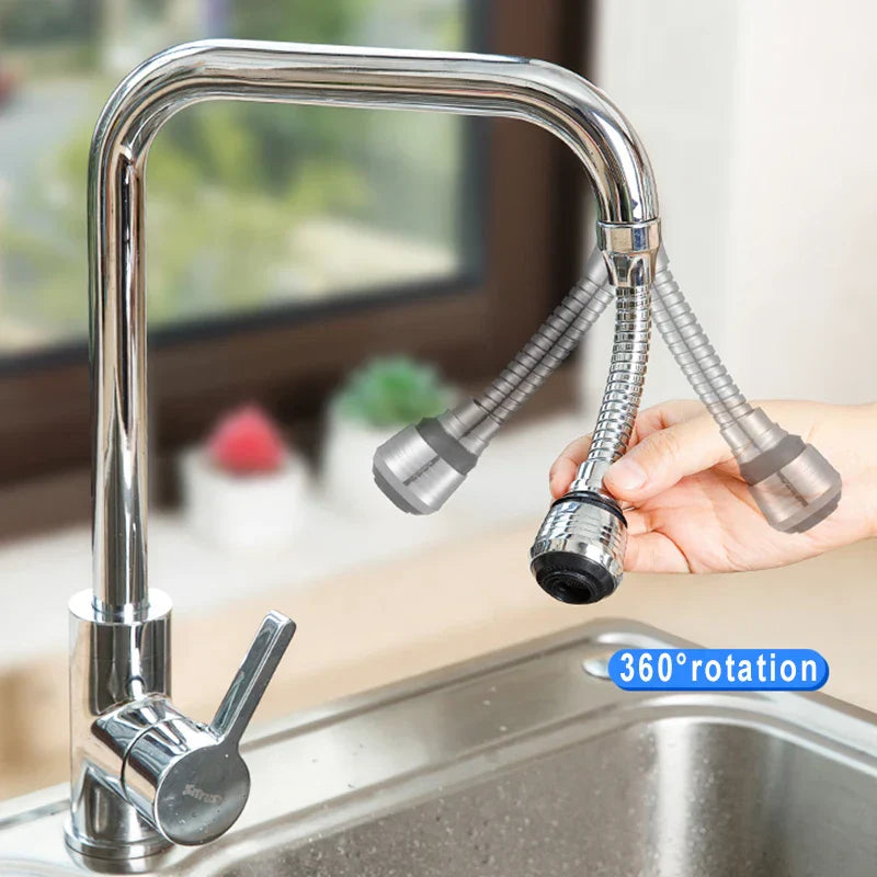 Kitchen Stainless Steel Faucet Sprinkler Water-saving Device Lengthening Rotating Splash Proof Sprinkler Spray Extender Bubbler