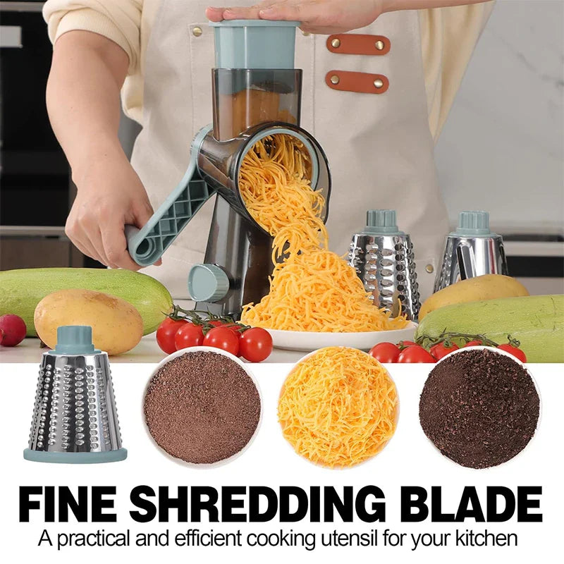 FREE SHIPPING! 3-in-1 Rotary food Grater – Vegetable Slicer & Nut Grinder